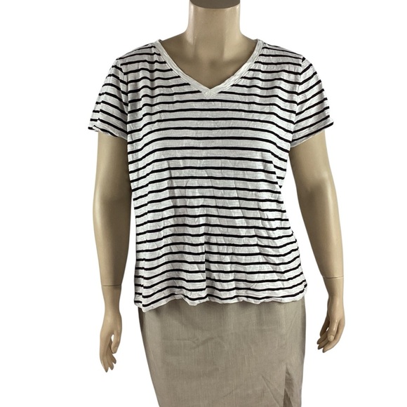 Soma Striped V-Neck Short Sleeve Modal Blend Tee XXL - Picture 1 of 7